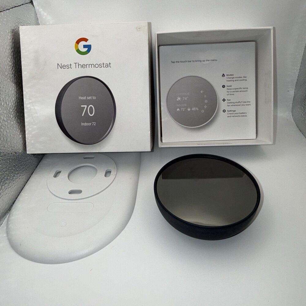Google Nest Thermostat GA02081-US Charcoal Smart Wi-Fi Thermostat Used w/ Face